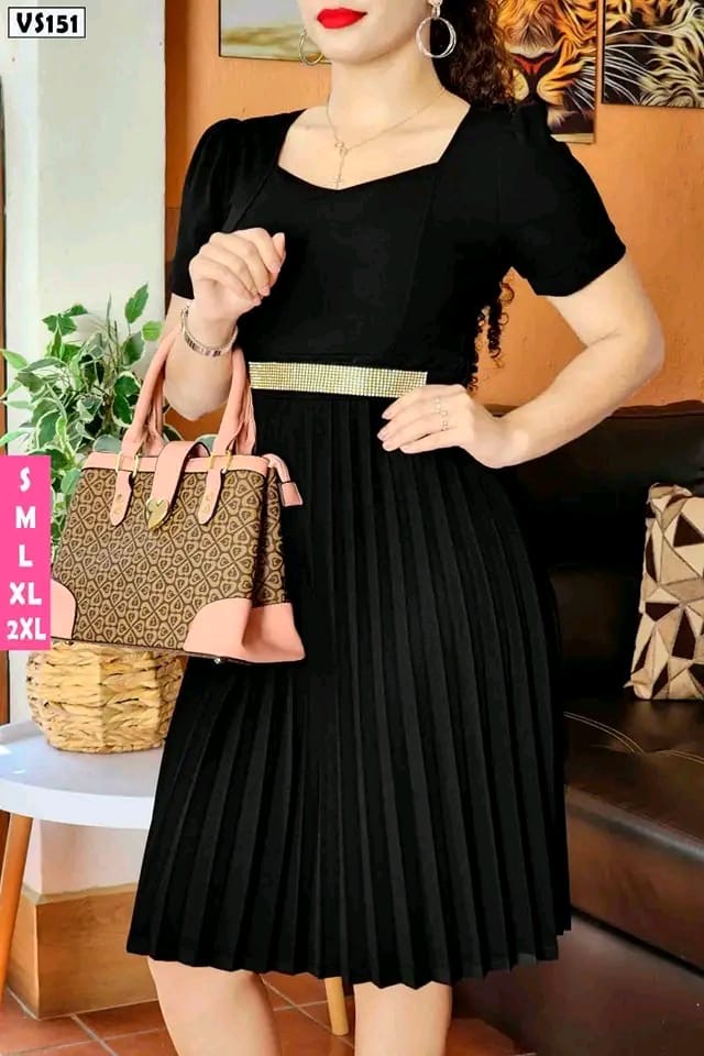 Vestido Plisado semi largo cod 10