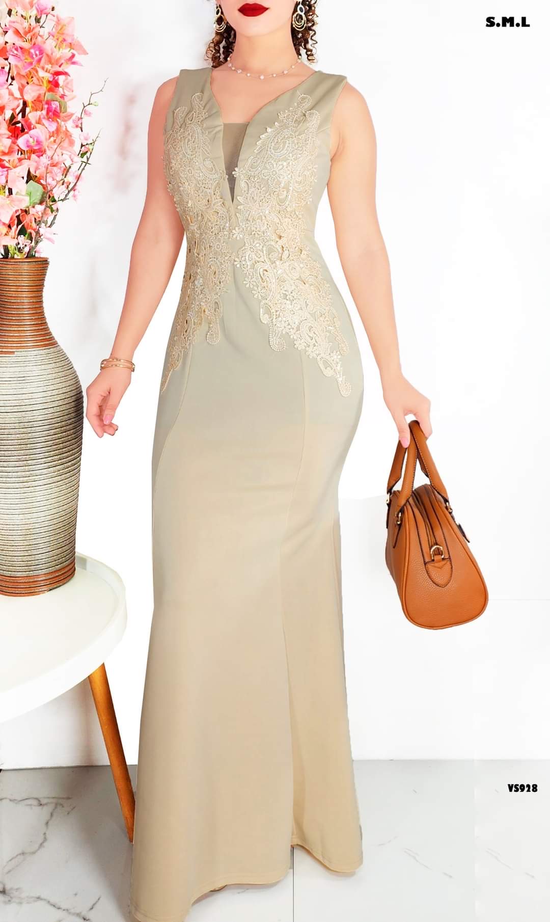 Vestido Largo Elegante Decoración cod 35