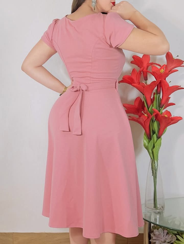Vestido con bolsas Semi Largo 3/4