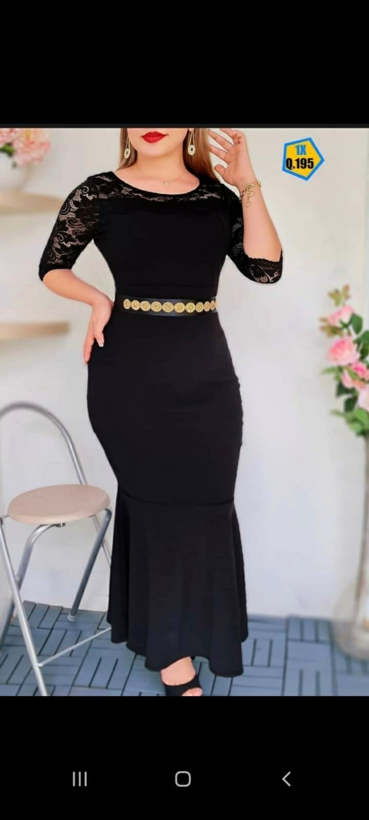 Vestido Largo Elegante Con Encaje Cod 31