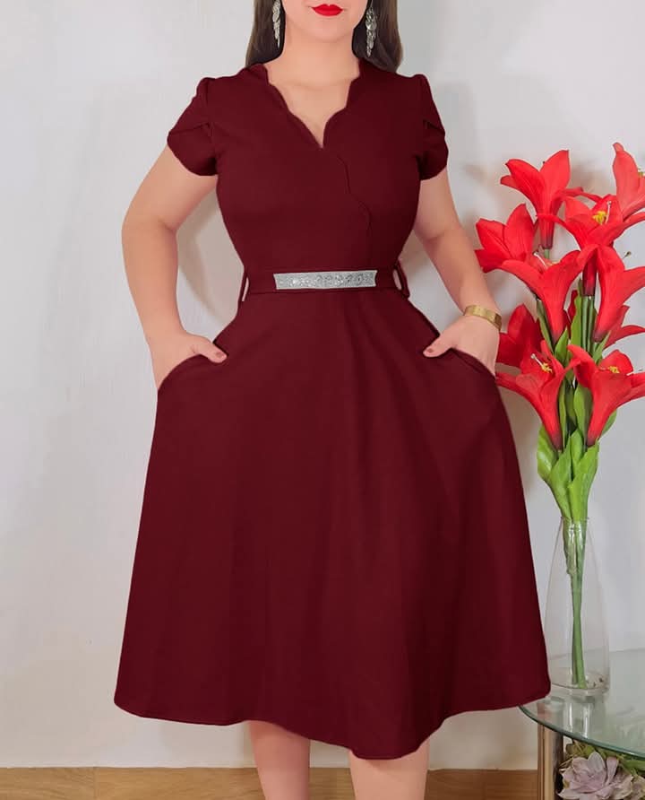 Vestido con bolsas Semi Largo 3/4
