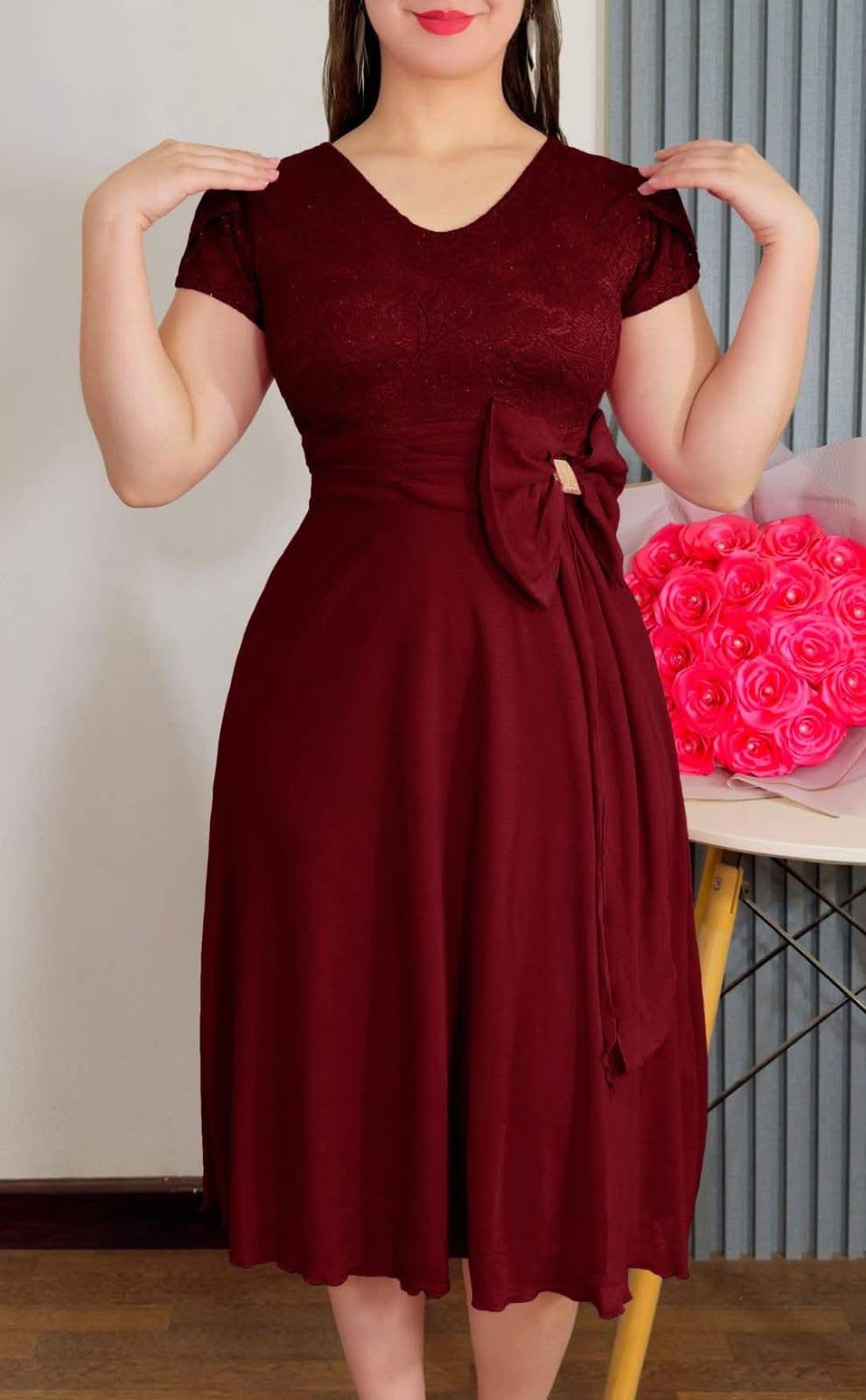 Vestido semi corto 3/4