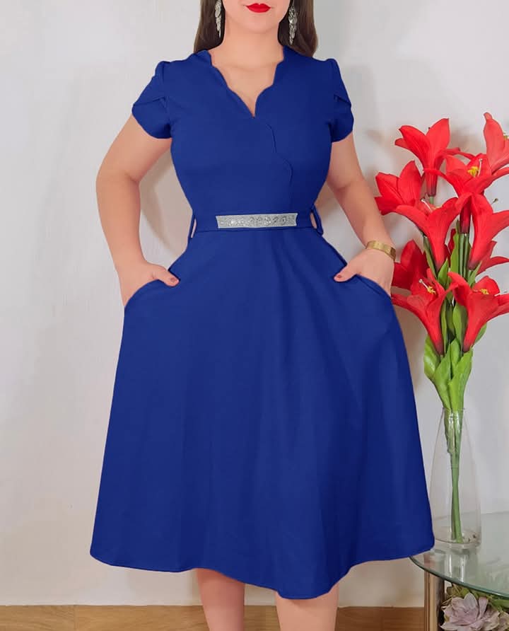 Vestido con bolsas Semi Largo 3/4