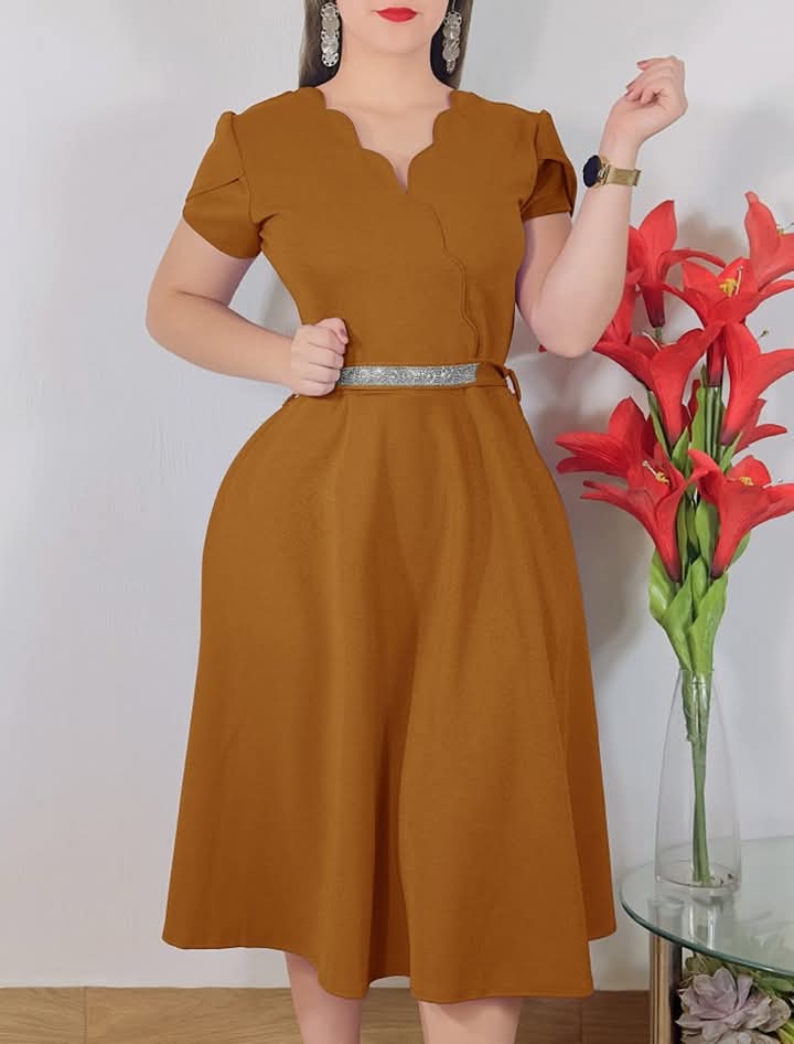 Vestido con bolsas Semi Largo 3/4