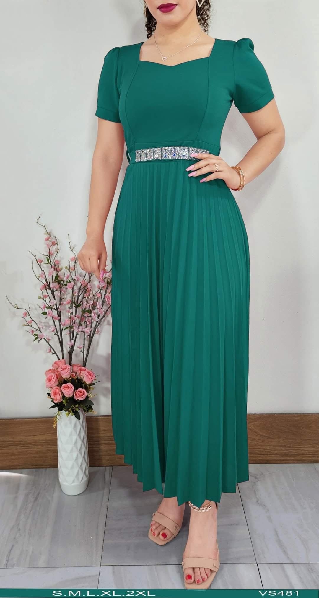 Vestido Largo Plisado cód 37