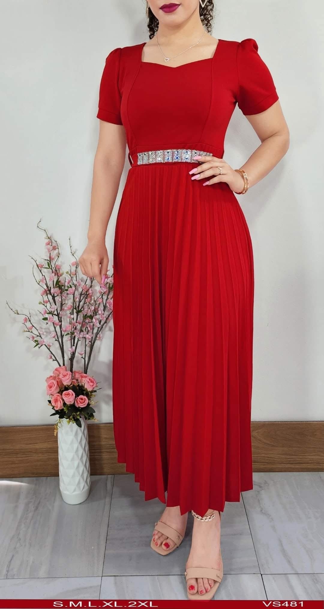 Vestido Largo Plisado cód 37