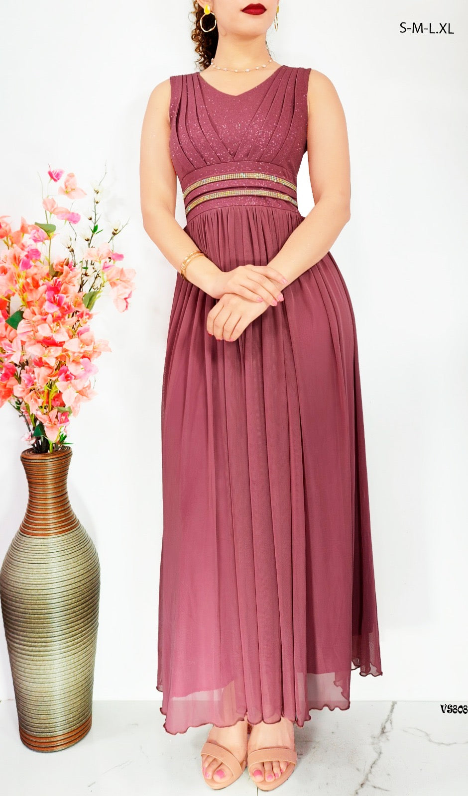 Vestido largo Elegante De Tul cód 36