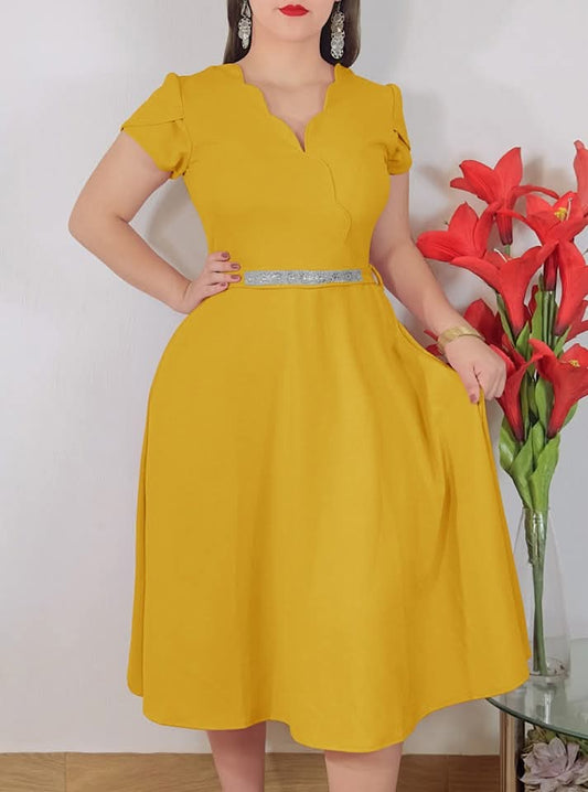 Vestido con bolsas Semi Largo 3/4