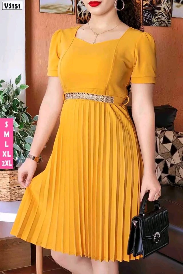 Vestido Plisado semi largo cod 10